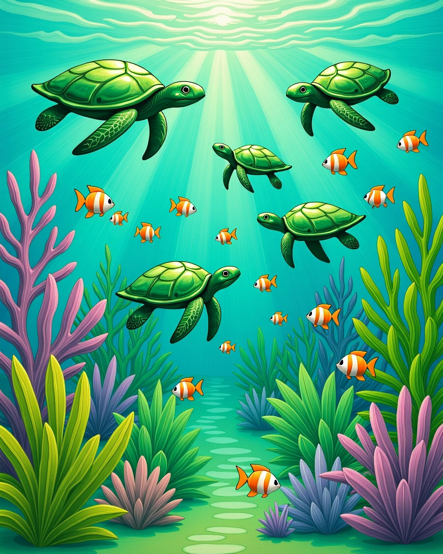 Underwater Sea Turtles And Fish Journey Rug