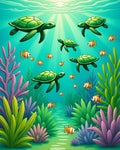 Underwater Sea Turtles And Fish Journey Rug