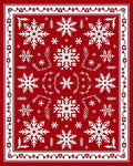 Crimson White Snowflake Winter Medallion Rug