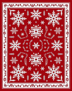 Crimson White Snowflake Winter Medallion Rug
