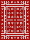 Crimson White Deer Sleigh Snowflakes Rug