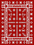 Crimson White Deer Sleigh Snowflakes Rug