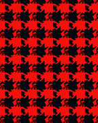 Bold Red Black Houndstooth Figures Rug