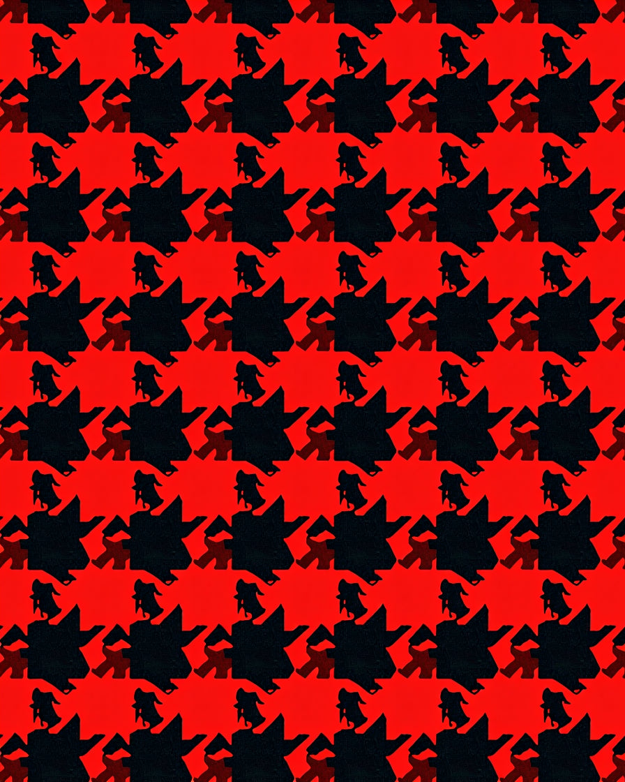 Bold Red Black Houndstooth Figures Rug