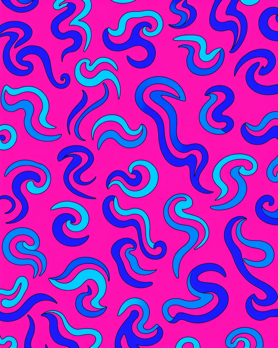 Vibrant Pink Blue Swirls Rug