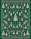 Forest Green White Pine Christmas Bows Rug