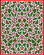 Festive Holly Berry Ribbon Arrangement Rug