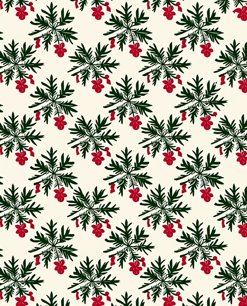 Dark Green Red Floral Starburst Rug