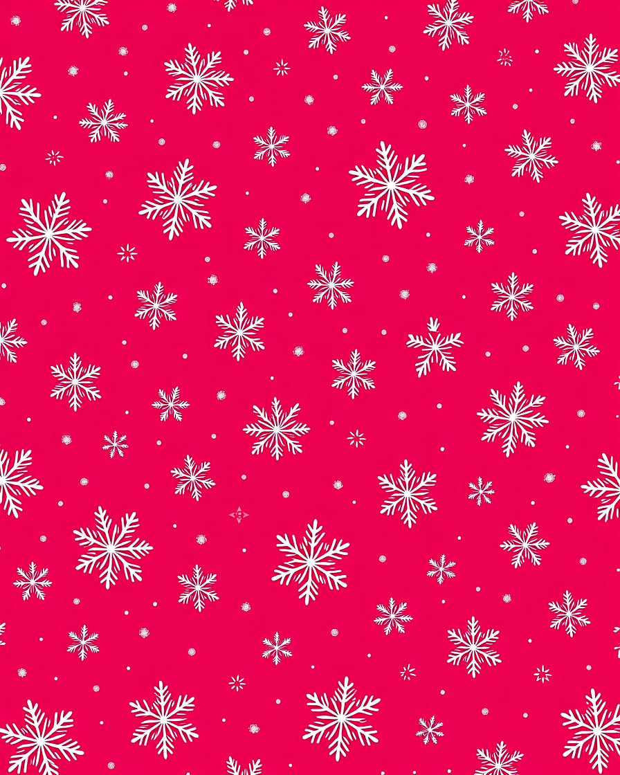 White Snowflake Scatter On Pink Rug