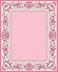 Whimsical Pink Heart Floral Frame Rug