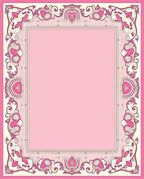 Whimsical Pink Heart Floral Frame Rug