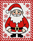 Festive Red Santa Claus Snowflake Border Rug