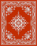 Rustic Red White Floral Medallion Rug