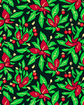 Crimson Berry Green Leaf Garland Rug
