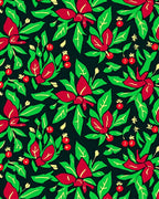Crimson Berry Green Leaf Garland Rug