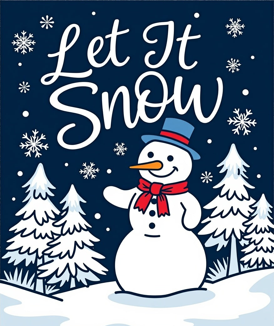 Charming Snowman Winter Forest Scene Rug