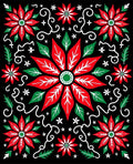 Red Poinsettia White Swirl Floral Rug