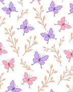 Pastel Purple Pink Butterfly Branches Rug