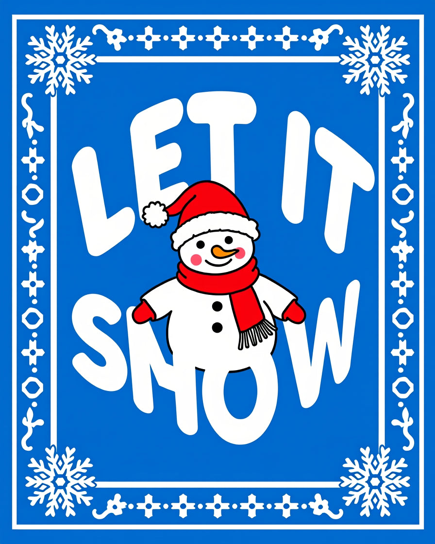 Blue Snowman Holiday Statement Rug
