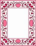Pink Crimson Floral Scroll Heart Rug