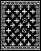 Black White Snowflake Border Medallion Rug