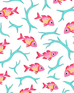 Pink Fish Teal Coral Art Rug