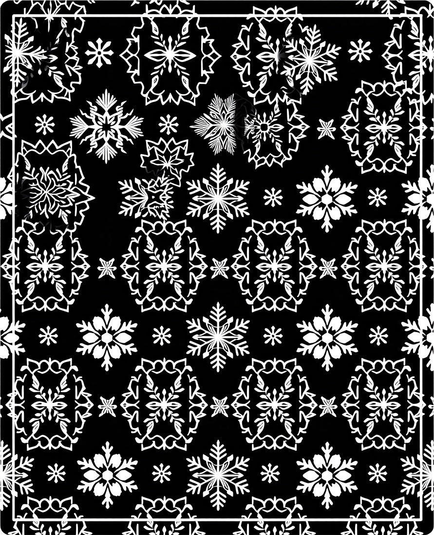 Monochromatic Snowflake Winter Medley Rug