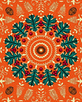 Vibrant Orange Holly Berry Medallion Rug