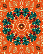 Vibrant Orange Holly Berry Medallion Rug