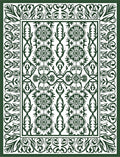 Dark Green Floral Medallion Border Rug