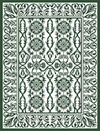 Dark Green Floral Medallion Border Rug