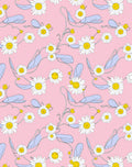 Whimsical Daisy Floral Swirls Pink Rug