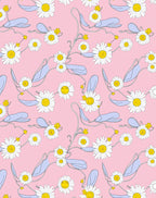 Whimsical Daisy Floral Swirls Pink Rug