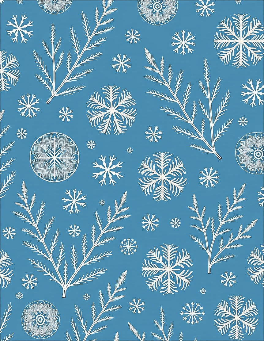 Winter Blue White Snowflake Branches Rug