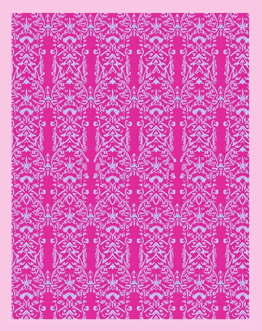 Vibrant Magenta Ornamental Arabesque Rug