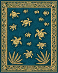 Golden Turtle Fish Ocean Border Rug