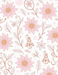 Pastel Pink Floral Whimsical Figures Rug