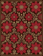 Deep Red Floral Vine Harmony Rug