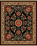 Crimson and Gold Floral Border Rug