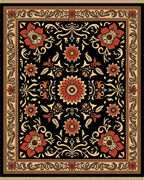 Crimson and Gold Floral Border Rug