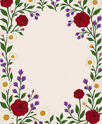 Crimson Rose White Daisy Garden Arrangement Rug