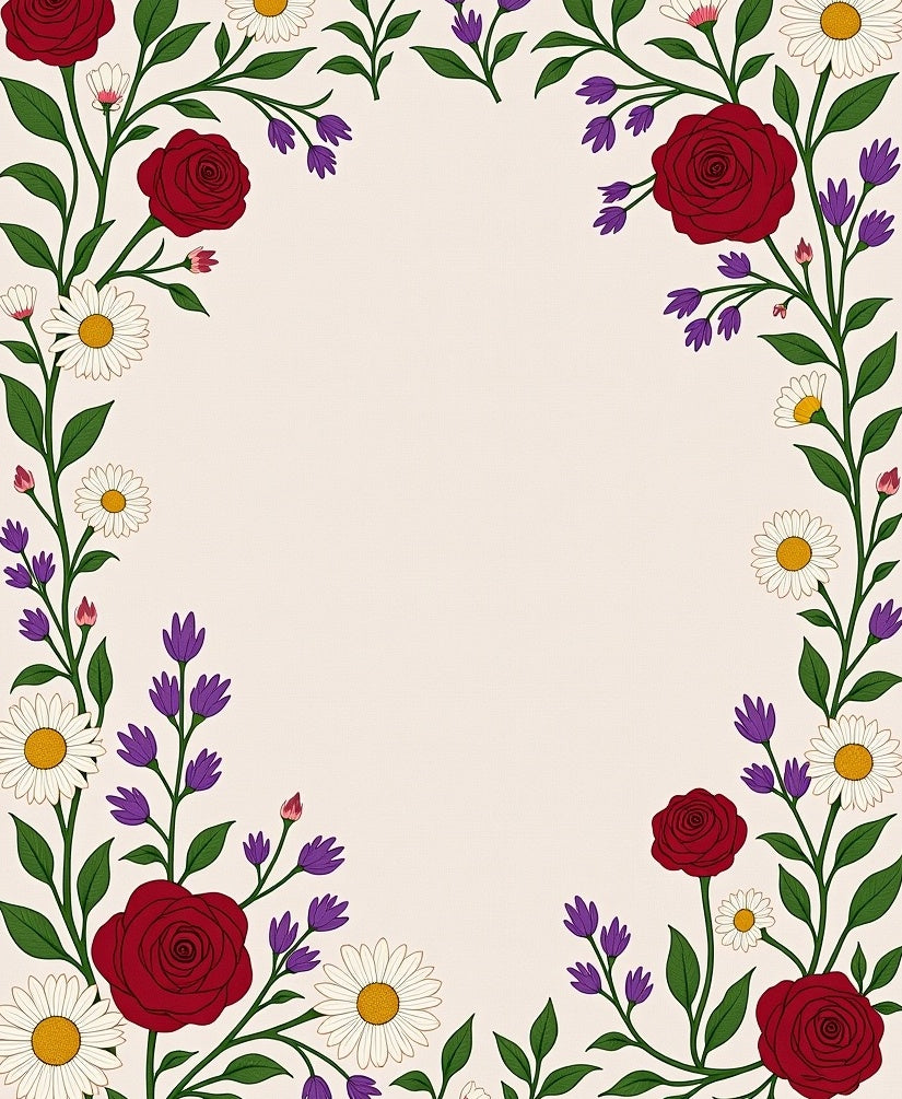 Crimson Rose White Daisy Garden Arrangement Rug