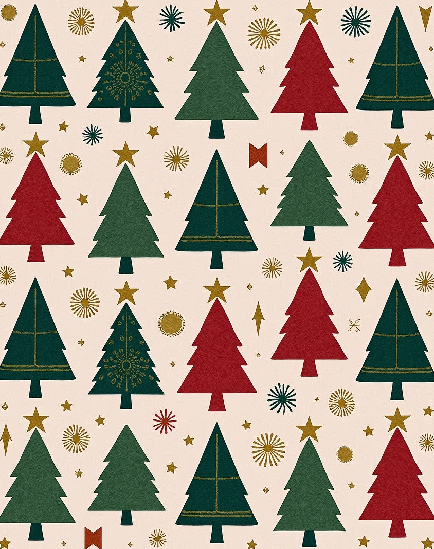 Festive Forest Trees Gold Star Rug