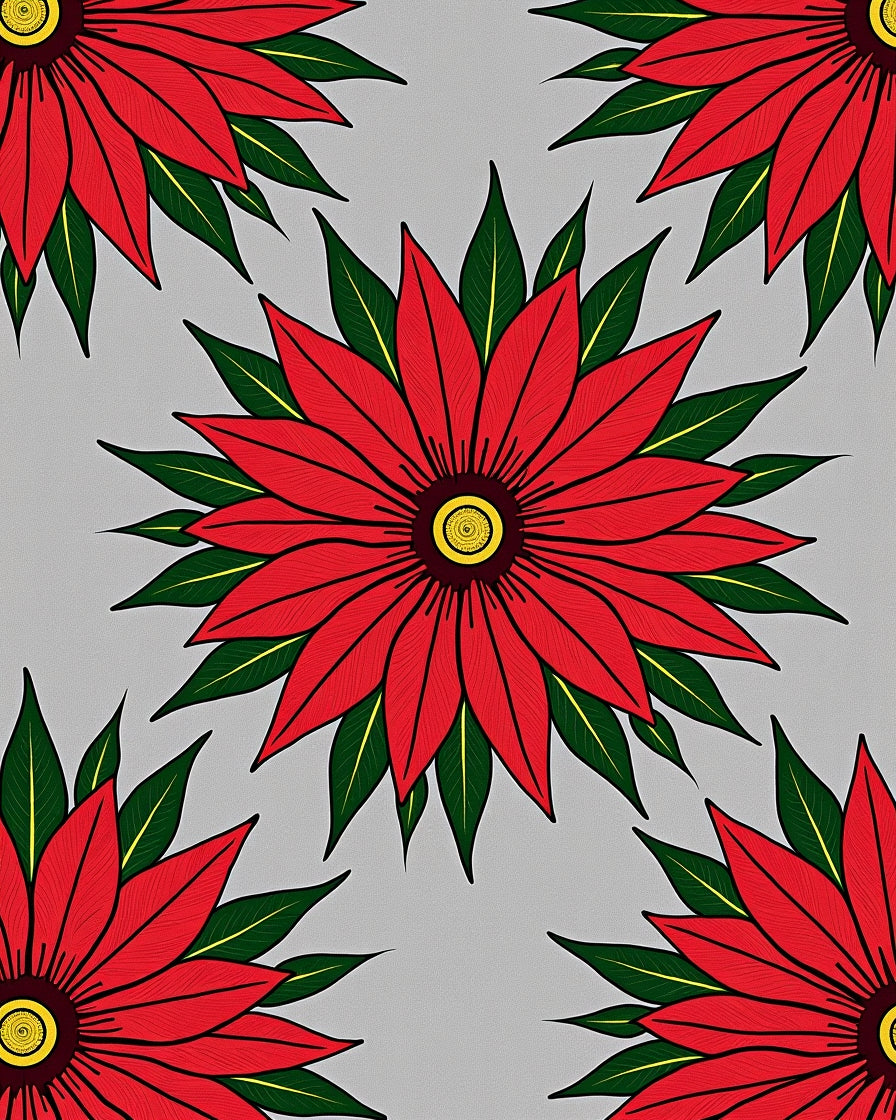 Vibrant Red Floral Garden Rug