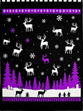 Whimsical Purple Deer Snowy Forest Night Rug