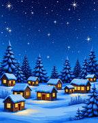 Cozy Winter Vilage Starry Night Rug