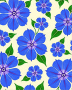 Bright Blue Floral Garden Swirls Rug