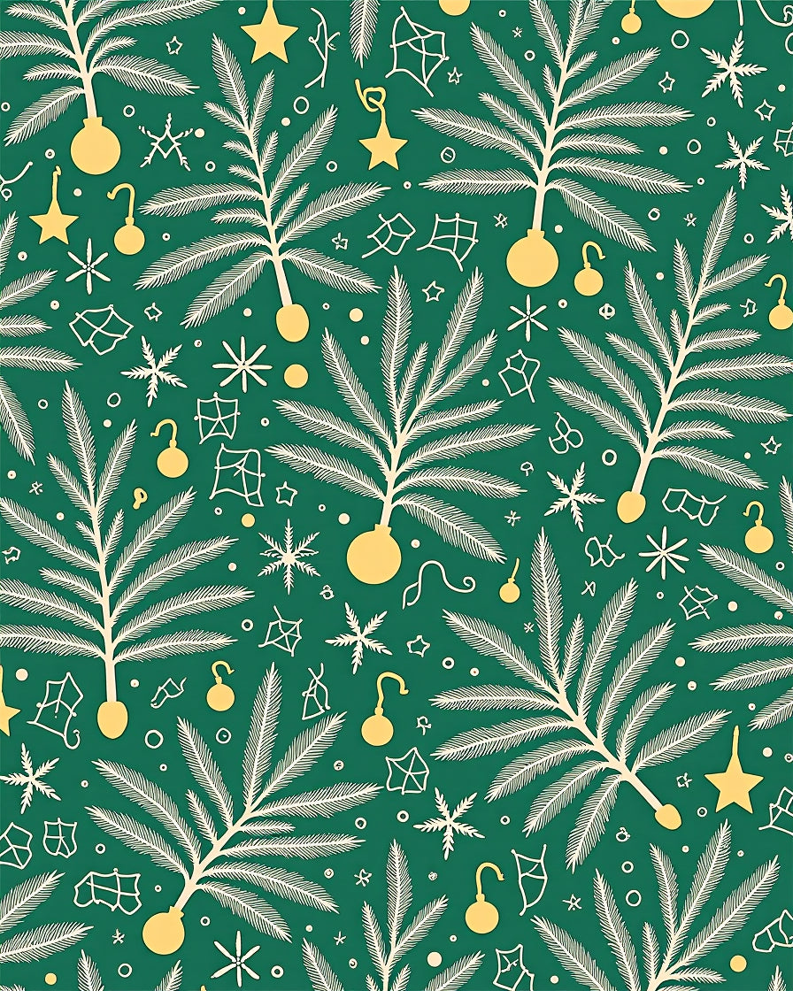 Green White Yellow Holiday Ornaments Tree Rug