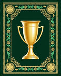 Golden Trophy Laurel Wreath Border Rug
