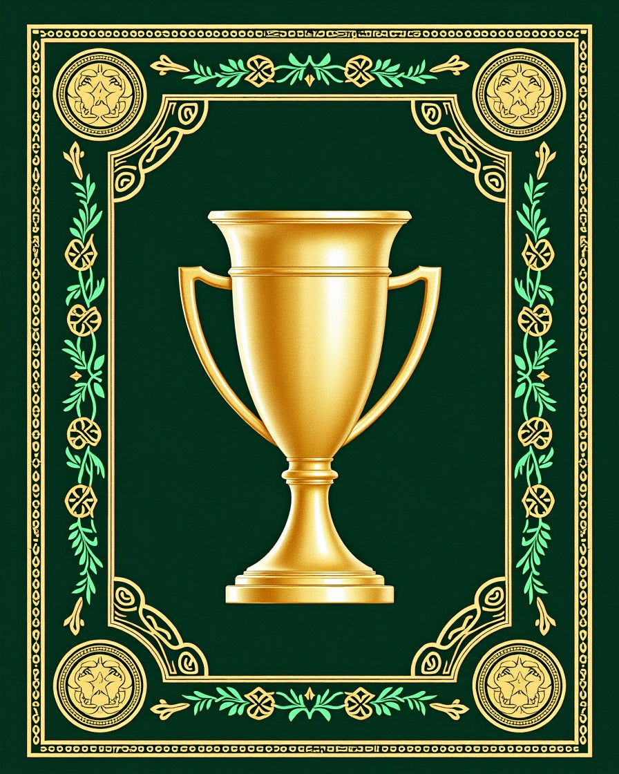 Golden Trophy Laurel Wreath Border Rug